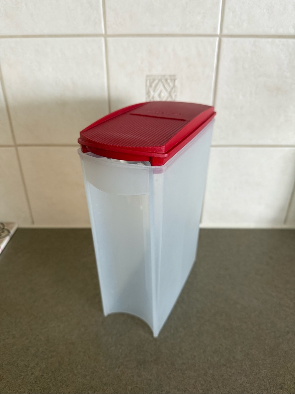 Tupperware Red Lid Tall Translucent pantry Container
